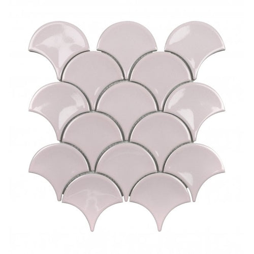 Candy Floss Pink Gloss 27.3cm x 25.9cm Fan Mosaic Tile