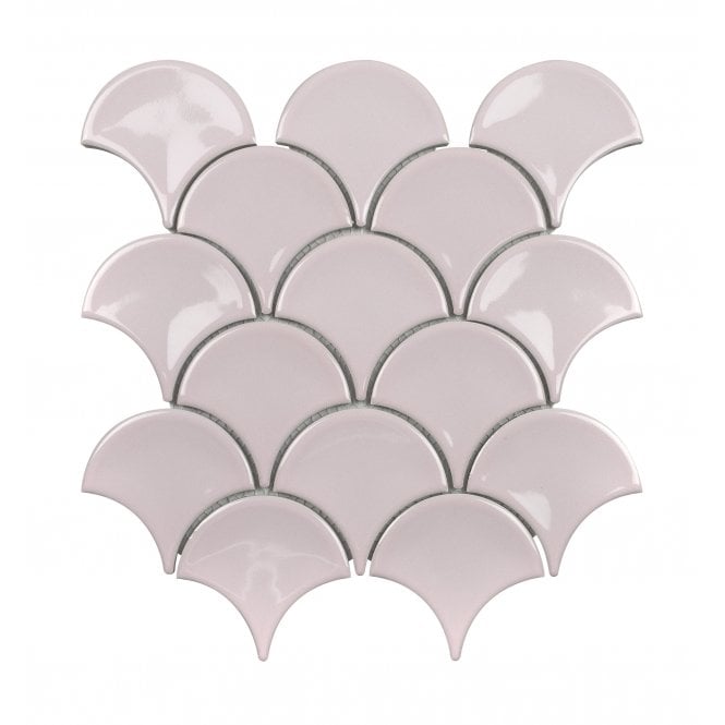 Candy Floss Pink Gloss 27.3cm x 25.9cm Fan Mosaic Tile