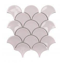 Candy Floss Pink Gloss 27.3cm x 25.9cm Fan Mosaic Tile