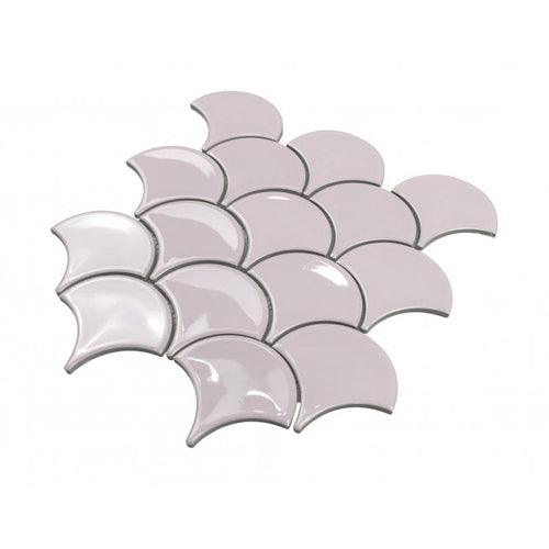 Candy Floss Pink Gloss 27.3cm x 25.9cm Fan Mosaic Tile