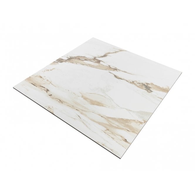 Capel Gold Matt 80cm x 80cm Marble Effect Floor Tile