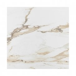 Capel Gold Polished 80cm x 80cm Marble Effect Floor Tile