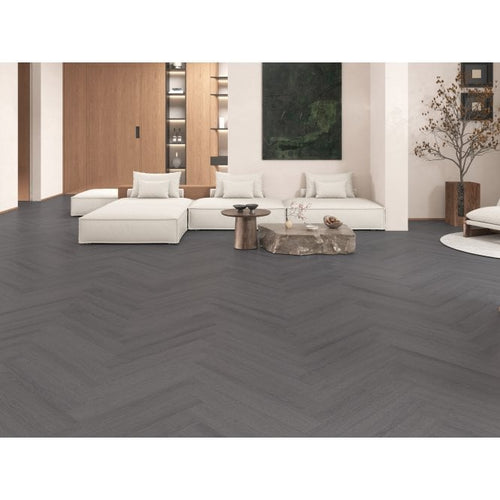 Carbon Grey Herringbone Laminate 10cm x 60cm x 8mm (1.8 Sq/M Per Pack)