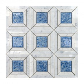 Carrara Aqua Stone 35cm x 35cm Mosaic Tile