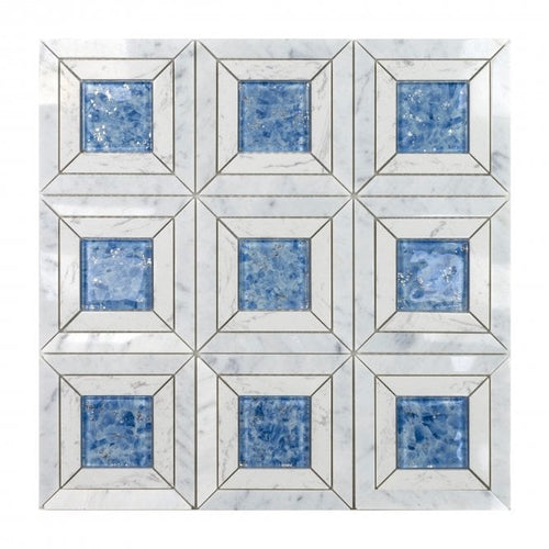 Carrara Aqua Stone 35cm x 35cm Mosaic Tile