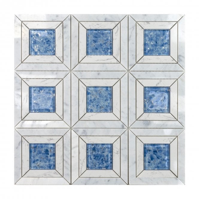Carrara Aqua Stone 35cm x 35cm Mosaic Tile
