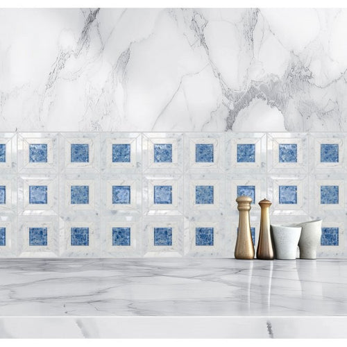 Carrara Aqua Stone 35cm x 35cm Mosaic Tile