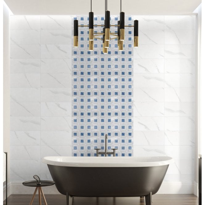 Carrara Aqua Stone 35cm x 35cm Mosaic Tile