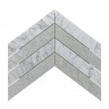 Carrara & Forest Green Honed Marble 26.2cm x 43.1cm Chevron Mosaic Tile