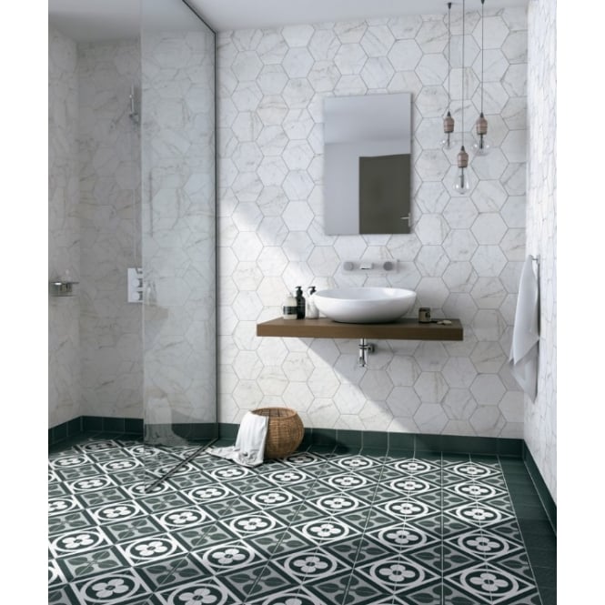 Equipe Carrara Hexagon White 17.5cm x 20cm Wall & Floor Tile