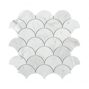 Carrara Honed Marble 28cm x 28.5cm Fan Mosaic Tile