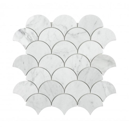 Carrara Honed Marble 28cm x 28.5cm Fan Mosaic Tile