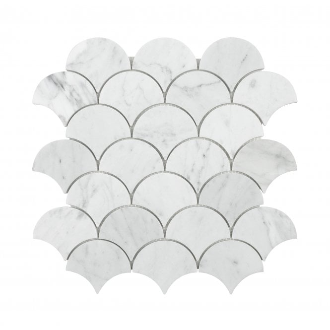 Carrara Honed Marble 28cm x 28.5cm Fan Mosaic Tile