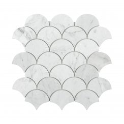 Carrara Honed Marble 28cm x 28.5cm Fan Mosaic Tile