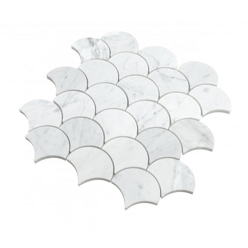 Carrara Honed Marble 28cm x 28.5cm Fan Mosaic Tile