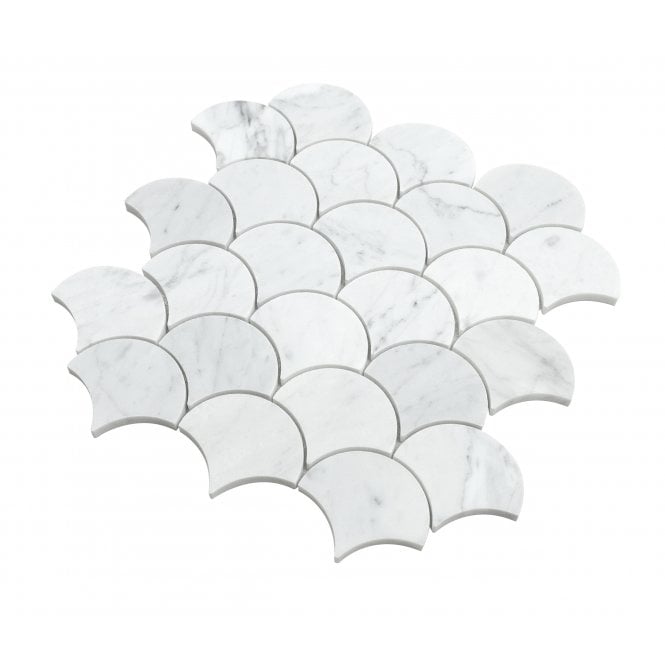 Carrara Honed Marble 28cm x 28.5cm Fan Mosaic Tile