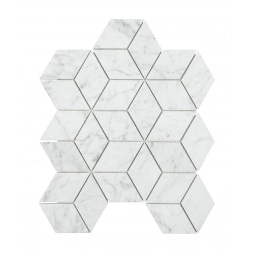 Carrara Honed Marble 29.8cm x 26cm Rhombus Mosaic Tile