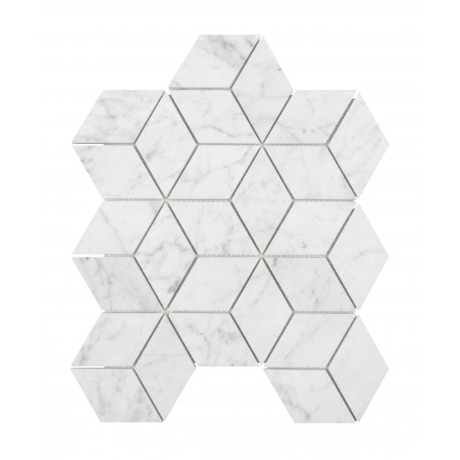 Carrara Honed Marble 29.8cm x 26cm Rhombus Mosaic Tile
