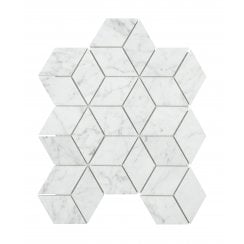 Carrara Honed Marble 29.8cm x 26cm Rhombus Mosaic Tile