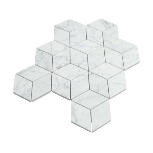 Carrara Honed Marble 29.8cm x 26cm Rhombus Mosaic Tile