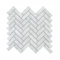 Carrara Honed Marble 30.5cm x 32.5cm Herringbone Mosaic Tile