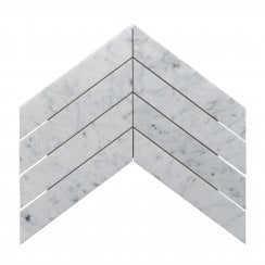 Carrara Honed & Polished Marble 26.2cm x 43.1cm Chevron Mosaic Tile