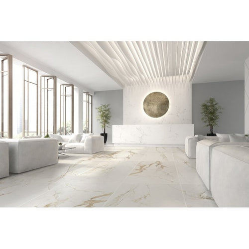 Carrera Gold Marble Effect Rectified Large Matt Porcelain 60cm x 120cm Floor Tile