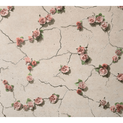 Cemented Floral Coral Wall Paper