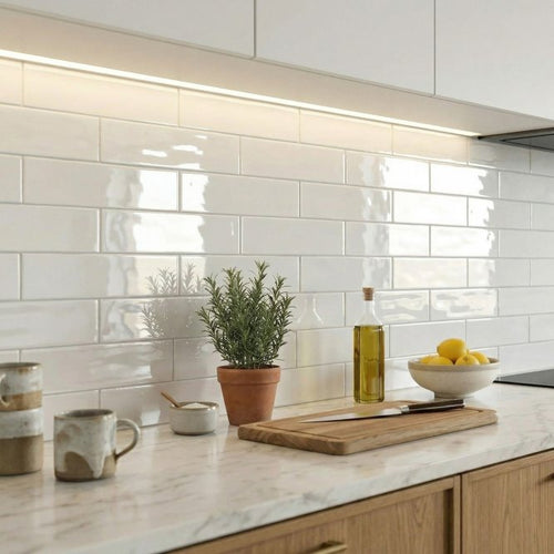 Cementum White 13cm x 39.5cm Wall Tile