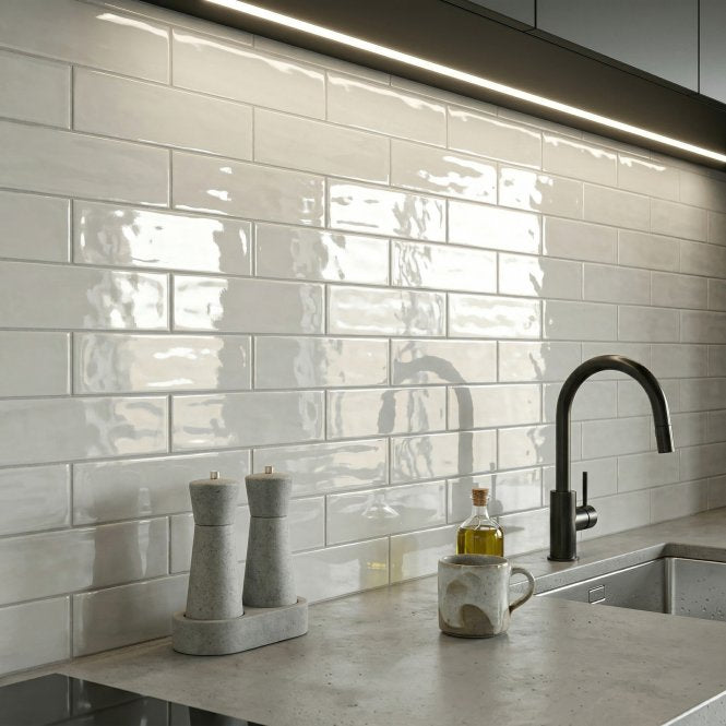 Cementum White 13cm x 39.5cm Wall Tile
