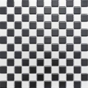 Chessboard Black and White Matt (2.3cm x 2.3cm) 30cm x 30cm Mosaic Tile