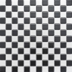 Chessboard Black and White Matt (2.3cm x 2.3cm) 30cm x 30cm Mosaic Tile