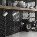 Equipe Chevron Black Right 18.6 x 5.2cm Wall Tile PER BOX