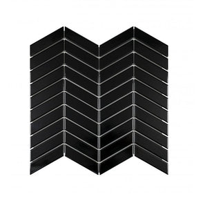 Chevron Gloss Black 28.85cm x 30.25cm (2.3cm x 8.5cm) Mosaic Tile