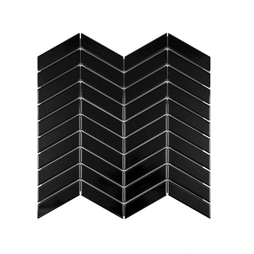 Chevron Gloss Black 28.85cm x 30.25cm (2.3cm x 8.5cm) Mosaic Tile