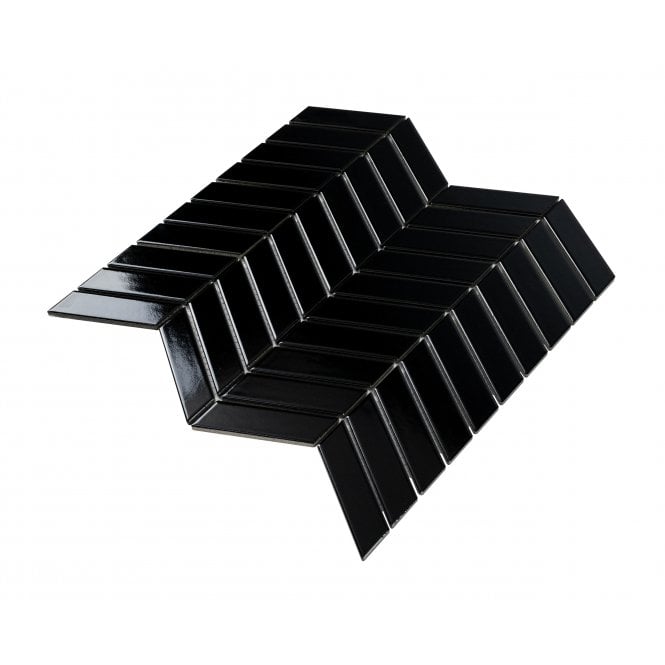 Chevron Gloss Black 28.85cm x 30.25cm (2.3cm x 8.5cm) Mosaic Tile