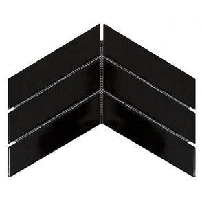 Chevron Gloss Black 31.85cm x 22.4cm (4.5cm x 18cm) Mosaic Tile