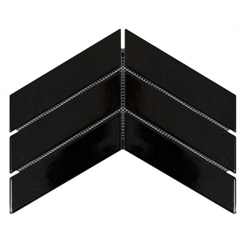 Chevron Gloss Black 31.85cm x 22.4cm (4.5cm x 18cm) Mosaic Tile