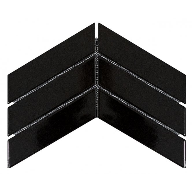 Chevron Gloss Black 31.85cm x 22.4cm (4.5cm x 18cm) Mosaic Tile