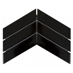 Chevron Gloss Black 31.85cm x 22.4cm (4.5cm x 18cm) Mosaic Tile