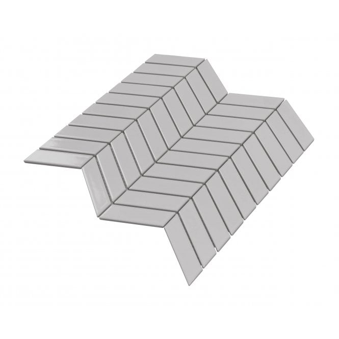 Chevron Gloss Grey 28.85cm x 30.25cm (2.3cm x 8.5cm) Mosaic Tile