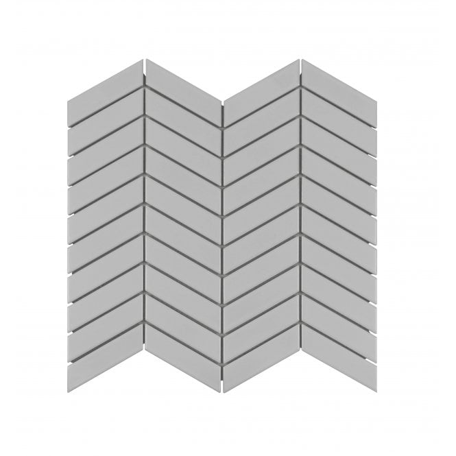 Chevron Gloss Grey 28.85cm x 30.25cm (2.3cm x 8.5cm) Mosaic Tile