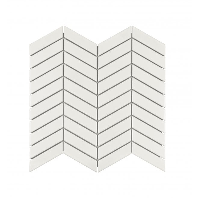 Chevron Gloss White 28.85cm x 30.25cm (2.3cm x 8.5cm) Mosaic Tile