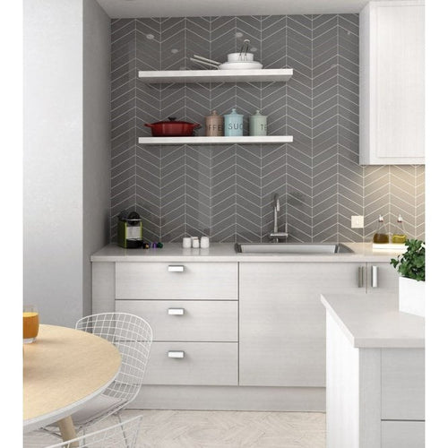 Chevron Grey Gloss 31.8cm x 22.4cm Wall & Floor Mosaic