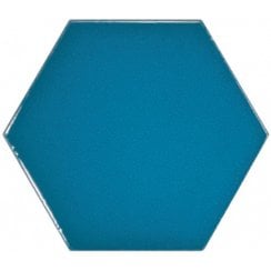Equipe Chevron Hexagon Electric Blue 12.4cm x 10.7cm Wall Tile PER BOX