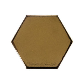 Equipe Chevron Hexagon Metallic Gold 12.4cm x 10.7cm Wall Tile (Box Deal)