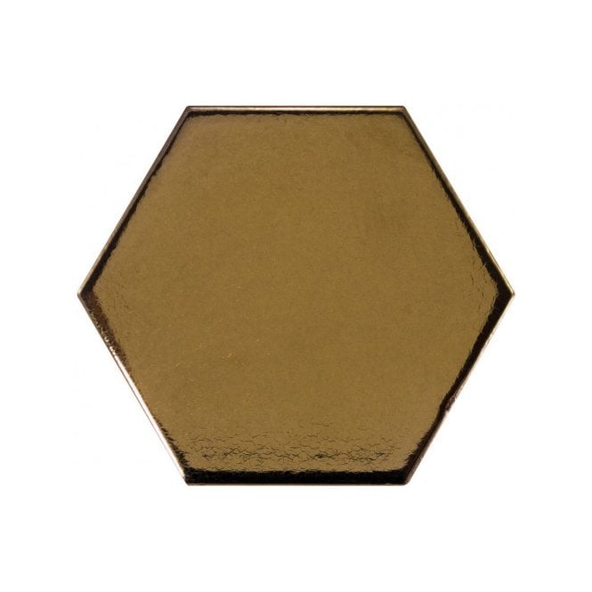 Equipe Chevron Hexagon Metallic Gold 12.4cm x 10.7cm Wall Tile (Box Deal)
