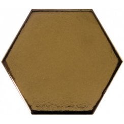 Equipe Chevron Hexagon Metallic Gold 12.4cm x 10.7cm Wall Tile (Box Deal)