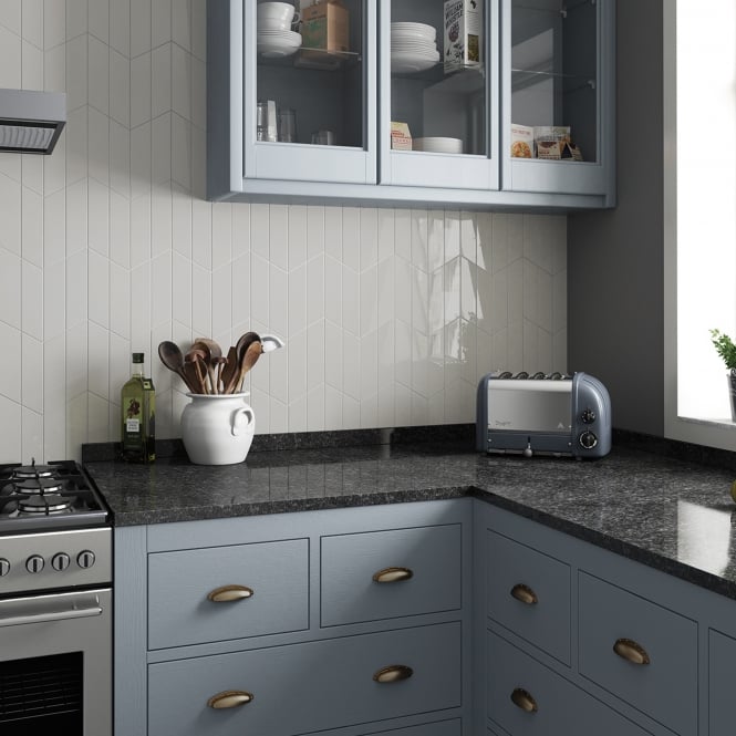 Equipe Chevron Light Grey Right 18.6 x 5.2cm Wall Tile PER BOX
