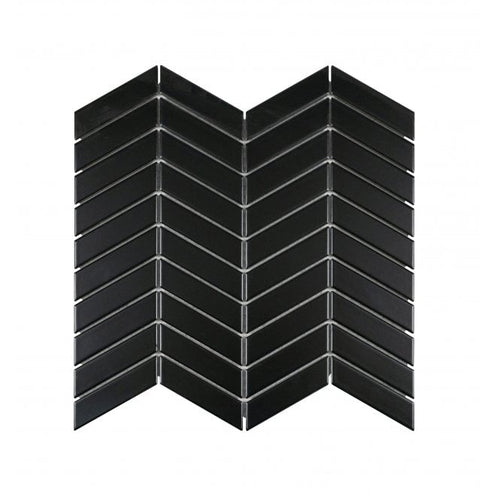 Chevron Matt Black 28.85cm x 30.25cm (2.3cm x 8.5cm) Mosaic Tile